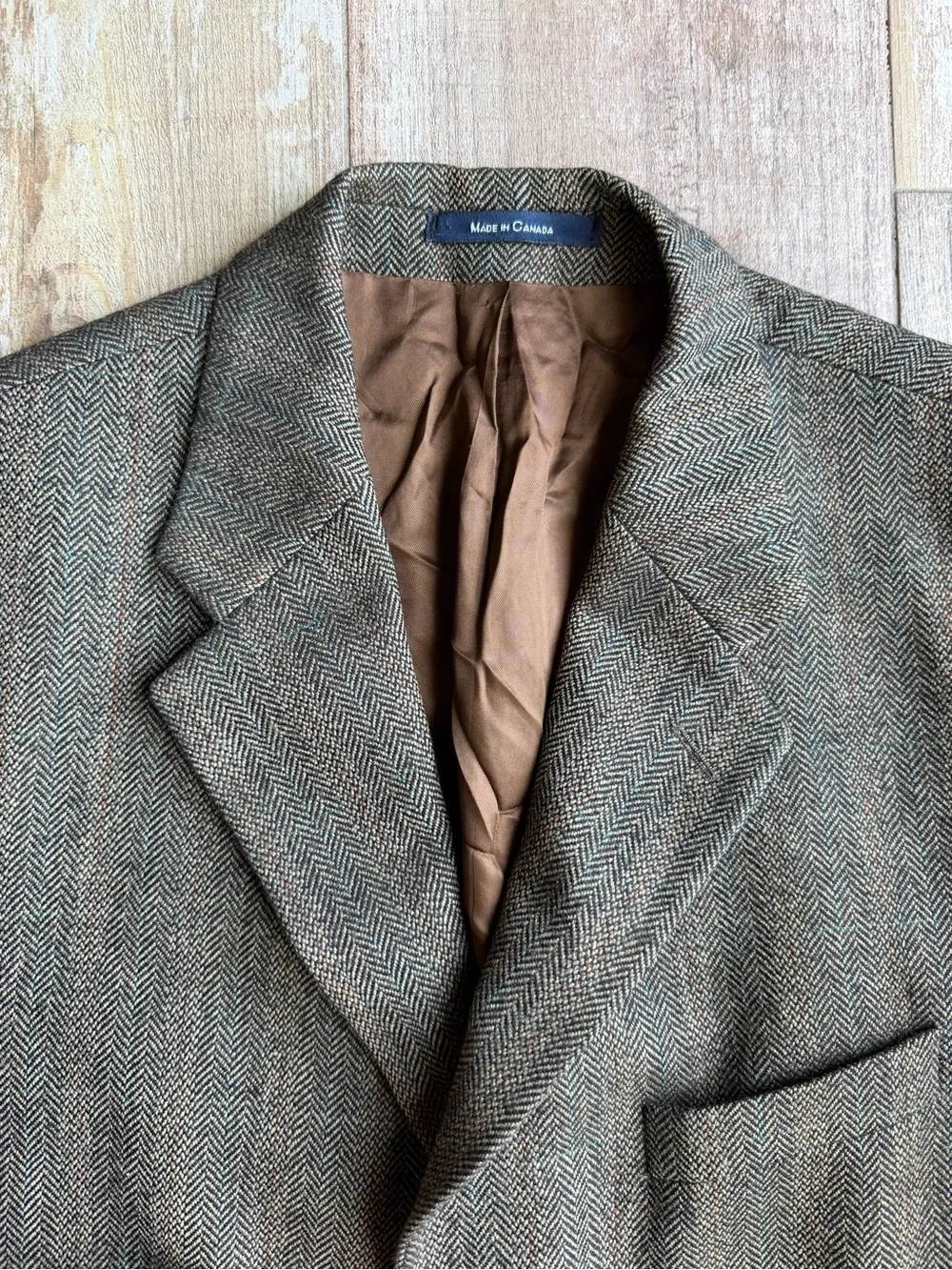 Chaps Ralph Lauren Brown Wool Herringbone Sport Coat Size 42R